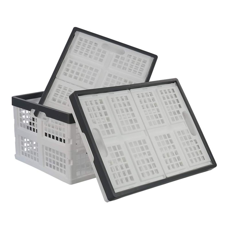 Teyyvn 3-Pack 30 L Plastic Stackable Collapsible Storage Crates, Folding Storage Baskets - Image 1